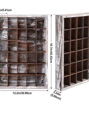 Rustic Brown and White Grid Wall Shelf Display
